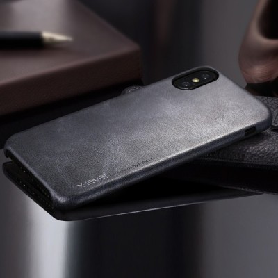 „X-Level“ Vintage Classic serijos Apple iPhone Xr juodas odinis dėklas - nugarėlė / Priedai.lt