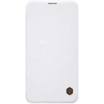 Prabangus „Nillkin“ Qin serijos baltas odinis atverčiamas Samsung Galaxy S10e (G970) dėklas / Priedai.lt