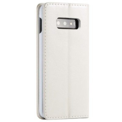Samsung Galaxy S10e (G970) „CaseMe“ solidus atverčiamas baltas odinis dėklas - knygutė / Priedai.lt