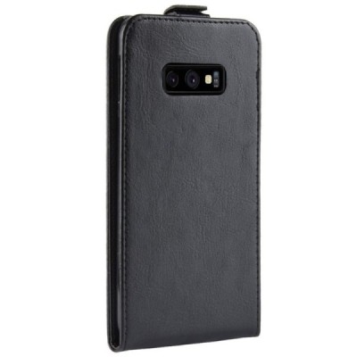 Samsung Galaxy S10e (G970) klasikinis vertikaliai atverčiamas juodas odinis dėklas / Priedai.lt