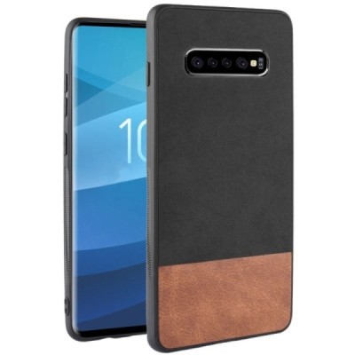 „Bi-Color“ Splicing Samsung Galaxy S10+ (G975) rudas, juodas odinis dėklas / Priedai.lt