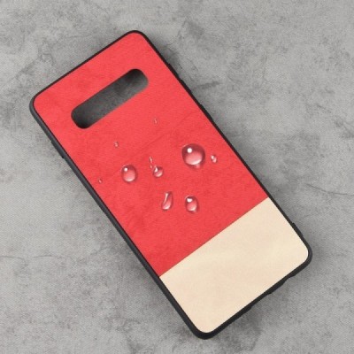 „Bi-Color“ Splicing Samsung Galaxy S10+ (G975) smėlio spalvos, raudonas odinis dėklas / Priedai.lt