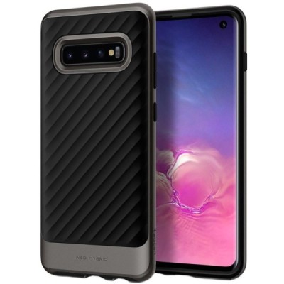 „Spigen“ Neo Hybrid sustiprintos apsaugos Samsung Galaxy S10 (G973) juodas kieto silikono (TPU) ir plastiko dėklas / Priedai.lt