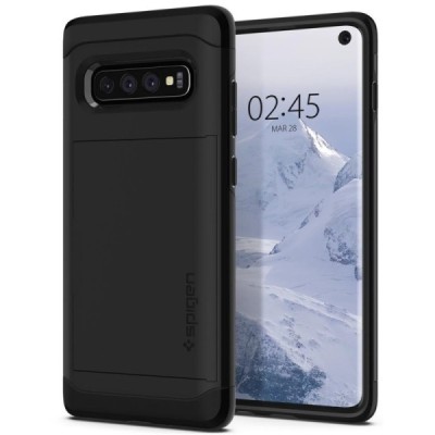 „Spigen“ Slim Armor CS Samsung Galaxy S10 (G973) juodas kieto silikono dėklas / Priedai.lt