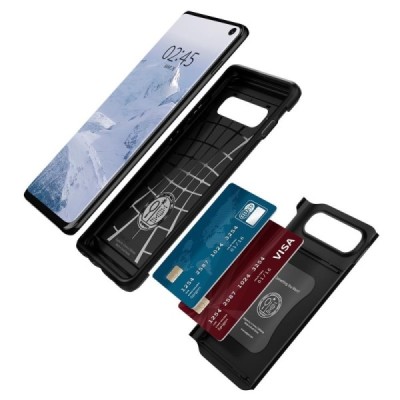 „Spigen“ Slim Armor CS Samsung Galaxy S10 (G973) juodas kieto silikono dėklas / Priedai.lt
