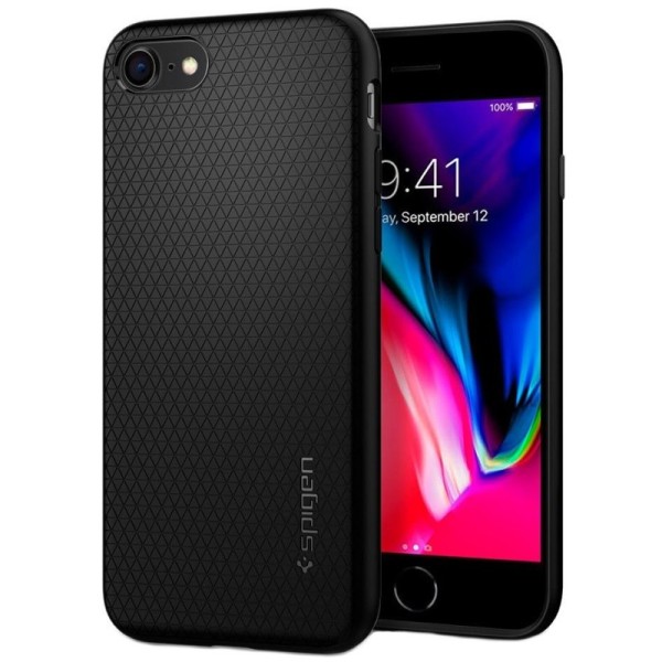 „Spigen“ Liquid Air dėklas - juodas (iPhone 7 / 8 / SE 2020 / SE 2022)