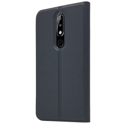 „Dux Ducis“ Skin serijos Nokia 5.1 Plus (2018) juodas odinis atverčiamas dėklas / Priedai.lt