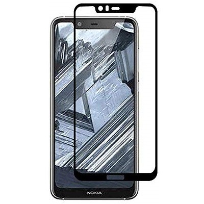 Nokia 5.1 Plus (2018) „Imak“ 9H Tempered Glass sustiprintos apsaugos juodas pilnai dengiantis apsauginis ekrano stiklas 0,2 mm /