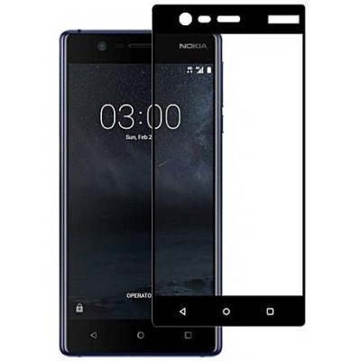 Nokia 3 „Imak“ 9H Tempered Glass sustiprintos apsaugos juodas pilnai dengiantis apsauginis ekrano stiklas 0,2 mm / Priedai.lt