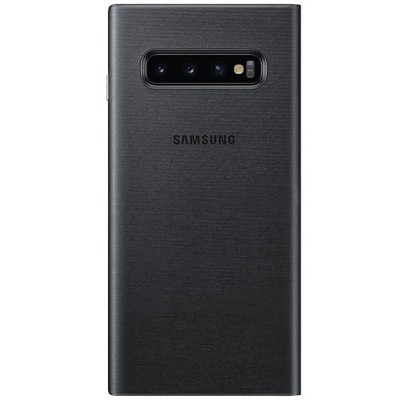 Samsung Galaxy S10 (G973) originalus Led View Cover atverčiamas juodas odinis dėklas - piniginė / Priedai.lt