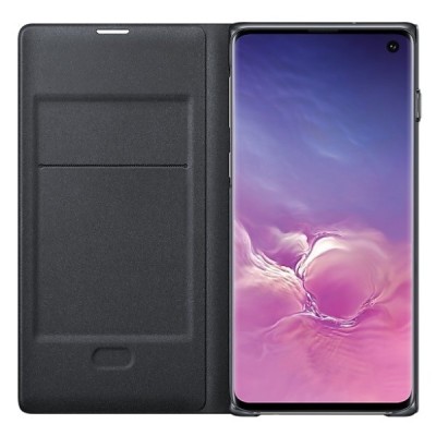 Samsung Galaxy S10 (G973) originalus Led View Cover atverčiamas juodas odinis dėklas - piniginė / Priedai.lt