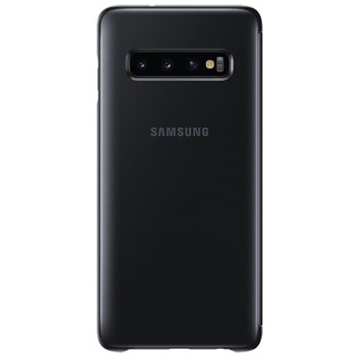 Samsung Galaxy S10 (G973) originalus Clear View Standing Cover atverčiamas juodas dėklas  / Priedai.lt