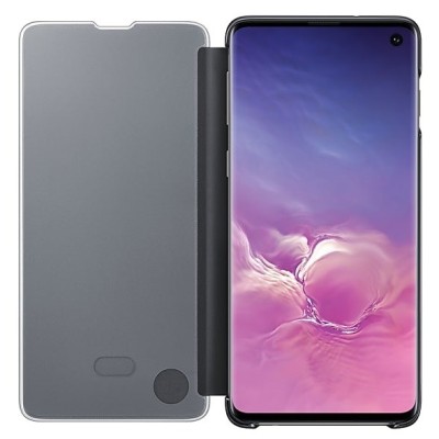 Samsung Galaxy S10 (G973) originalus Clear View Standing Cover atverčiamas juodas dėklas  / Priedai.lt