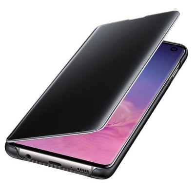 Samsung Galaxy S10 (G973) originalus Clear View Standing Cover atverčiamas juodas dėklas  / Priedai.lt