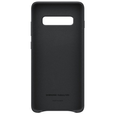 Samsung Galaxy S10+ (G975) Leather Cover juodas odinis dėklas / Priedai.lt