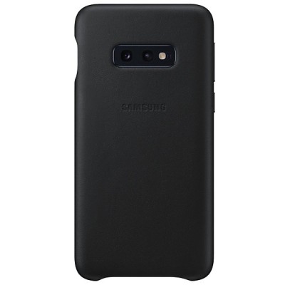 Samsung Galaxy S10e (G970) Leather Cover juodas odinis dėklas / Priedai.lt