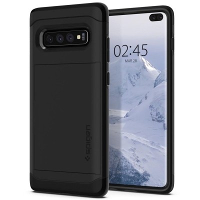 „Spigen“ Slim Armor CS Samsung Galaxy S10+ (G975) juodas kieto silikono dėklas / Priedai.lt