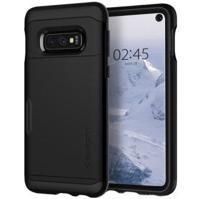 „Spigen“ Slim Armor CS Samsung Galaxy S10e (G970) juodas kieto silikono dėklas / Priedai.lt