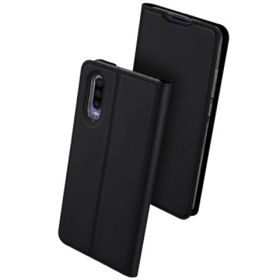 „Dux Ducis“ Skin serijos Huawei P30 juodas odinis atverčiamas dėklas / Priedai.lt