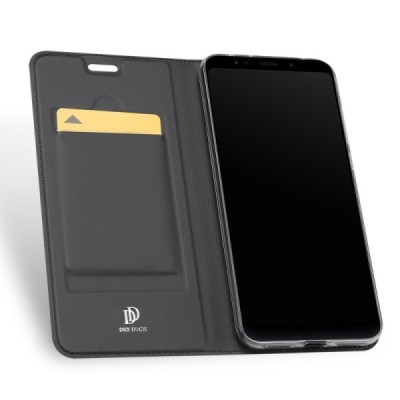 „Dux Ducis“ Skin serijos Xiaomi Redmi 5 juodas odinis atverčiamas dėklas / Priedai.lt