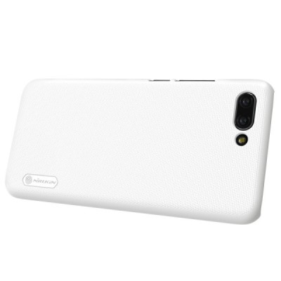 Huawei Honor 10 Nillkin Frosted Shield baltas plastikinis dėklas + apsauginė ekrano plėvelė / Priedai.lt