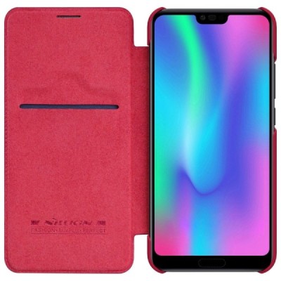 Prabangus „Nillkin“ Qin serijos raudonas odinis atverčiamas Huawei Honor 10 dėklas - knygutė / Priedai.lt