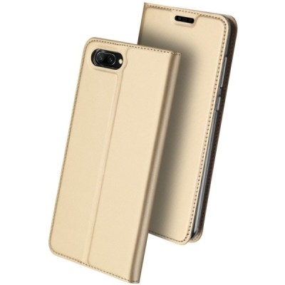 „Dux Ducis“ Skin serijos Huawei Honor 10 auksinis odinis atverčiamas dėklas / Priedai.lt