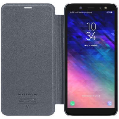 Samsung Galaxy A6 2018 (A600F) pilkas odinis atverčiamas Nillkin Sparkle dėklas - knygutė / Priedai.lt