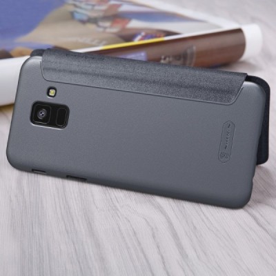 Samsung Galaxy A6 2018 (A600F) pilkas odinis atverčiamas Nillkin Sparkle dėklas - knygutė / Priedai.lt