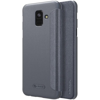 Samsung Galaxy A6 2018 (A600F) pilkas odinis atverčiamas Nillkin Sparkle dėklas - knygutė / Priedai.lt