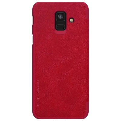 Prabangus „Nillkin“ Qin serijos raudonas odinis atverčiamas Samsung Galaxy A6 2018 (A600F) dėklas - knygutė / Priedai.lt