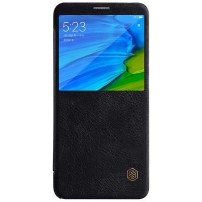 Prabangus „Nillkin“ Qin serijos juodas odinis atverčiamas Xiaomi Redmi Note 5 2018 (Redmi Note 5 Pro) dėklas - knygutė / Priedai