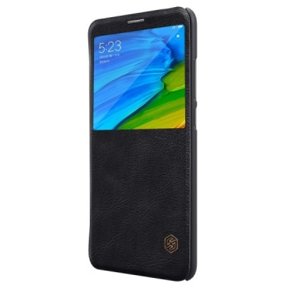 Prabangus „Nillkin“ Qin serijos juodas odinis atverčiamas Xiaomi Redmi Note 5 2018 (Redmi Note 5 Pro) dėklas - knygutė / Priedai