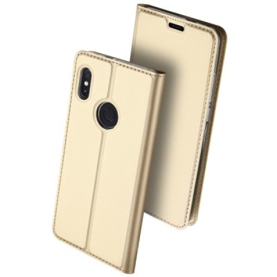 „Dux Ducis“ Skin serijos Xiaomi Redmi Note 5 2018 (Redmi Note 5 Pro) auksinis odinis atverčiamas dėklas / Priedai.lt