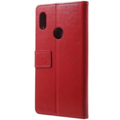 Xiaomi Redmi Note 5 2018 (Redmi Note 5 Pro) atverčiamas raudonas odinis dėklas, knygutė - piniginė / Priedai.lt