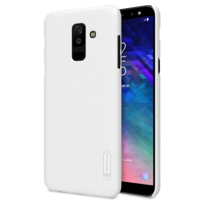 Nillkin Frosted Shield Samsung Galaxy A6+ 2018 (A605F) baltas plastikinis dėklas + apsauginė ekrano plėvelė / Priedai.lt