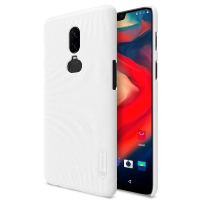 Nillkin Frosted Shield OnePlus 6 (Six) baltas plastikinis dėklas / Priedai.lt