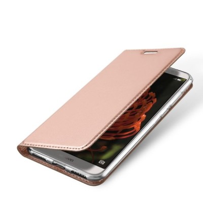 „Dux Ducis“ Skin serijos Huawei Y6 2018 (Honor 7A) rožinis odinis atverčiamas dėklas / Priedai.lt