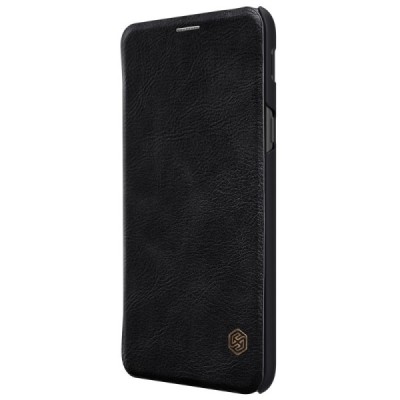 Prabangus „Nillkin“ Qin serijos juodas odinis atverčiamas Samsung Galaxy A6+ 2018 (A605F) dėklas - knygutė / Priedai.lt