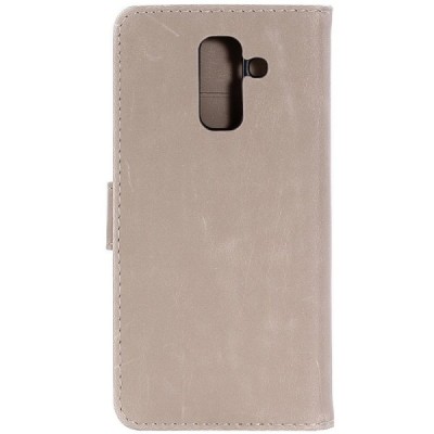 Samsung Galaxy A6+ 2018 (A605F) atverčiamas smėlio spalvos odinis retro dėklas - piniginė / Priedai.lt