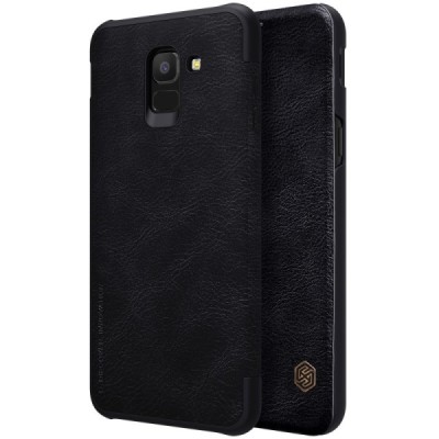 Prabangus „Nillkin“ Qin serijos juodas odinis atverčiamas Samsung Galaxy J6 2018 (J600) dėklas / Priedai.lt