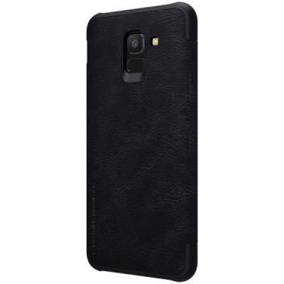 Prabangus „Nillkin“ Qin serijos juodas odinis atverčiamas Samsung Galaxy J6 2018 (J600) dėklas / Priedai.lt