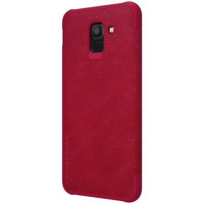 Prabangus „Nillkin“ Qin serijos raudonas odinis atverčiamas Samsung Galaxy J6 2018 (J600) dėklas / Priedai.lt