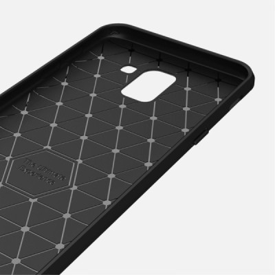 Samsung Galaxy J6 2018 (J600) „Carbon“ kieto silikono TPU juodas dėklas - nugarėlė / Priedai.lt