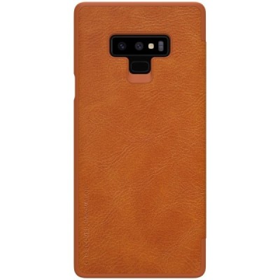 Prabangus „Nillkin“ Qin serijos rudas odinis atverčiamas Samsung Galaxy Note 9 (N960F) dėklas / Priedai.lt