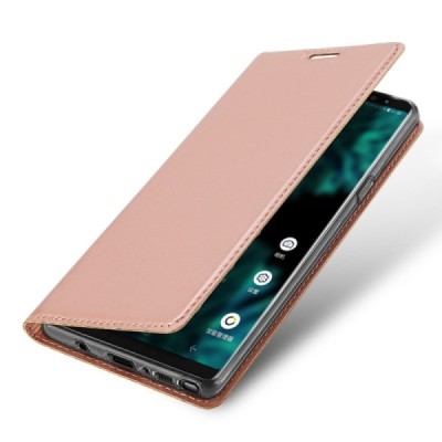 „Dux Ducis“ Skin serijos Samsung Galaxy Note 9 (N960F) rožinis odinis atverčiamas dėklas / Priedai.lt