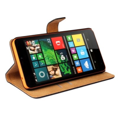 Microsoft Lumia 640 XL atverčiamas juodas odinis Casual dėklas - piniginė / Priedai.lt