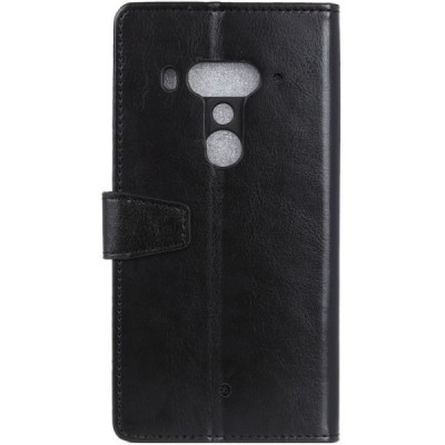 HTC U12 Plus atverčiamas juodas odinis dėklas - piniginė / Priedai.lt