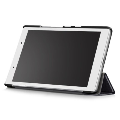 Lenovo Tab4 8.0 (TB-8504F) atverčiamas juodas odinis dėklas (sulankstomas) / Priedai.lt