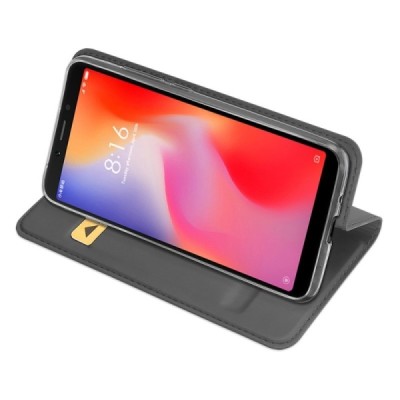 „Dux Ducis“ Skin serijos Xiaomi Redmi 6 juodas odinis atverčiamas dėklas / Priedai.lt